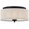 Quoizel Blanche 16" Wide Matte Black Linen Fabric Drum Ceiling Light