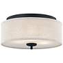 3_Quoizel Blanche 16" Wide Matte Black Linen Fabric Drum Ceiling Light more views