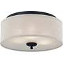 4_Quoizel Blanche 16" Wide Matte Black Linen Fabric Drum Ceiling Light more views