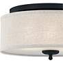 5_Quoizel Blanche 16" Wide Matte Black Linen Fabric Drum Ceiling Light more views