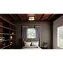 6_Quoizel Blanche 16" Wide Matte Black Linen Fabric Drum Ceiling Light more views