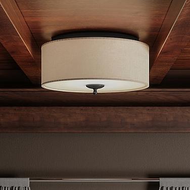 Quoizel Blanche 16" Wide Matte Black Linen Fabric Drum Ceiling Light