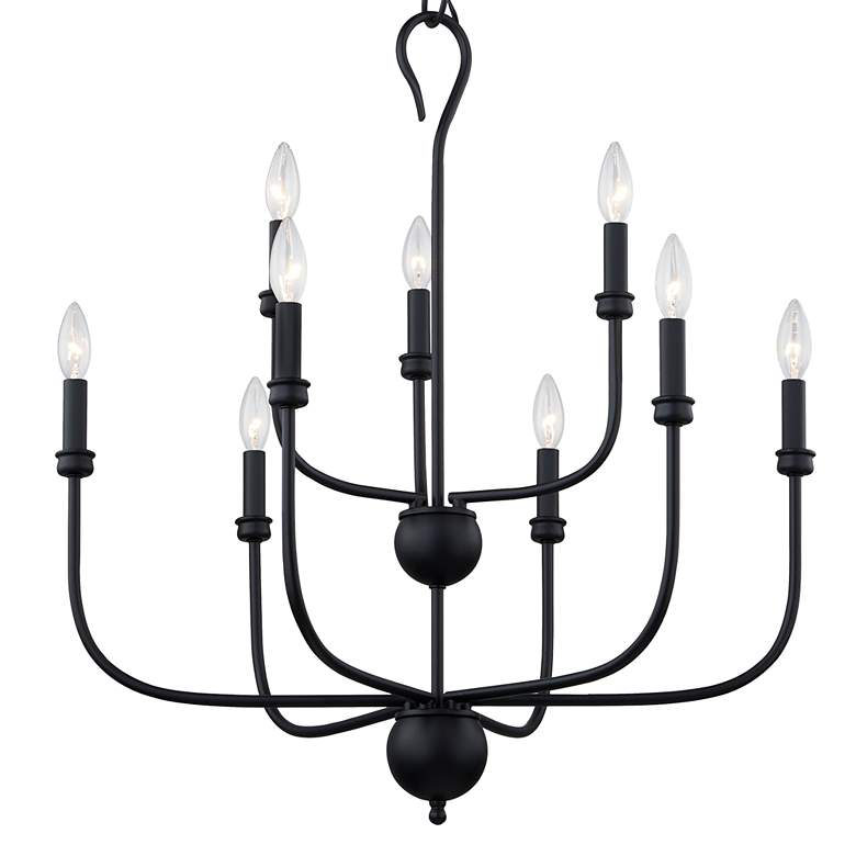 Image 3 Quoizel Blanche 27 inch Wide Matte Black 9-Light Tiered Chandelier more views