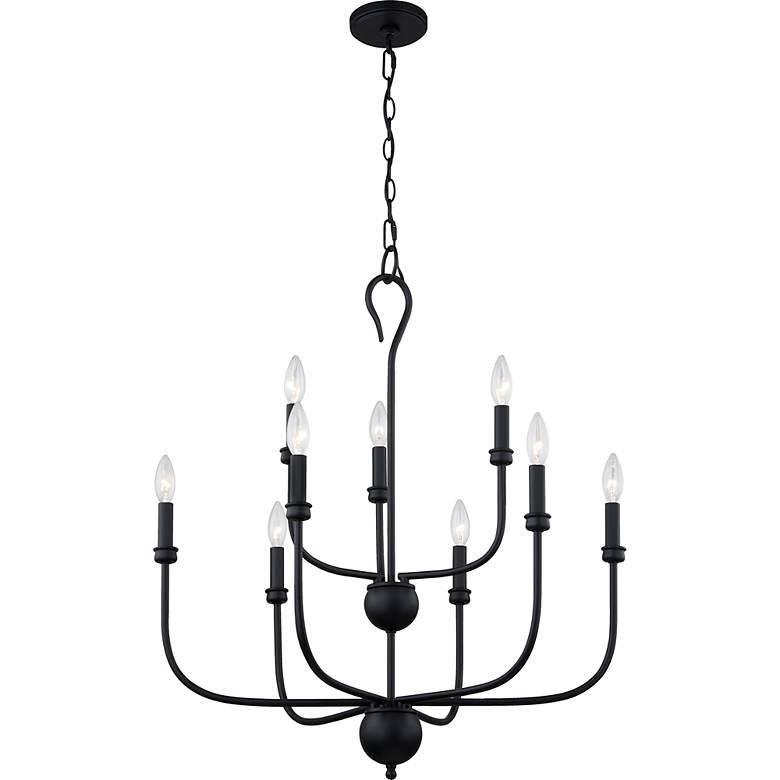 Image 3 Quoizel Blanche 27 inch Wide Matte Black 9-Light Tiered Chandelier more views