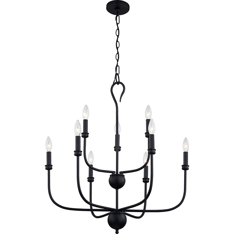 Image 4 Quoizel Blanche 27 inch Wide Matte Black 9-Light Tiered Chandelier more views