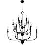 Quoizel Blanche 32" Matte Black 15-Light Tiered Candelabra Chandelier