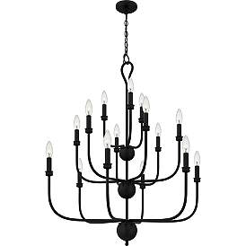 Image5 of Quoizel Blanche 32" Matte Black 15-Light Tiered Candelabra Chandelier more views