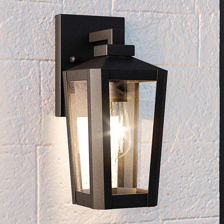 Image 2 Quoizel Blomfield 13 inch High Matte Black Outdoor Lantern Wall Light