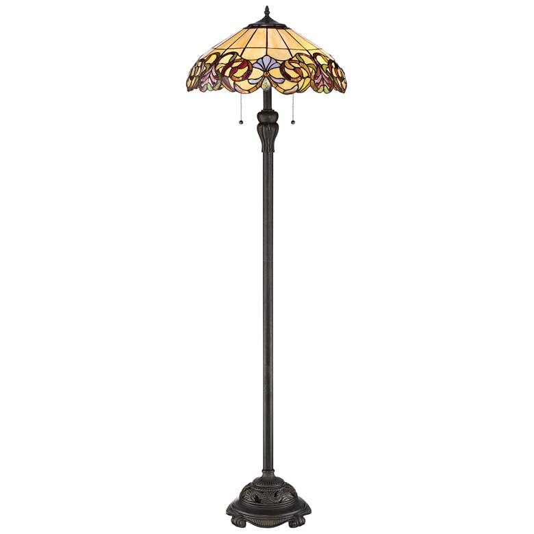 Image 1 Quoizel Blossom Imperial Bronze Tiffany Style Floor Lamp