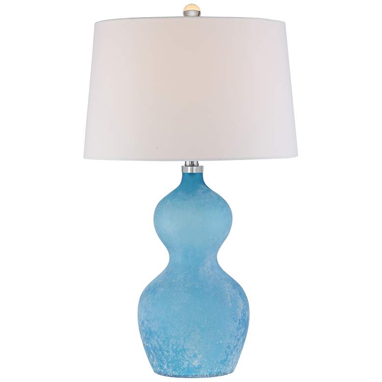 Image 1 Quoizel Blue River White Linen Frosted Glass Table Lamp