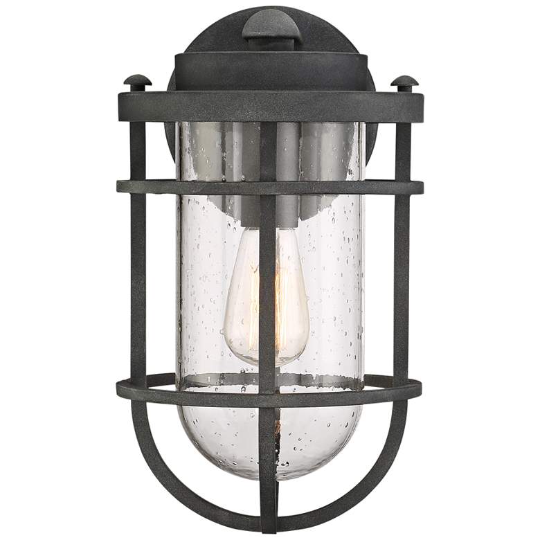 Image 1 Quoizel Boardwalk 14" High Mottled Black Outdoor Wall Light