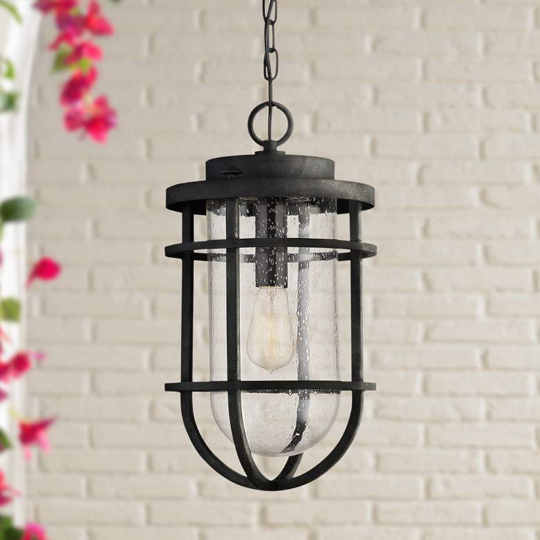 Image 1 Quoizel Boardwalk 18 1/4 inch Wide Black Outdoor Hanging Light