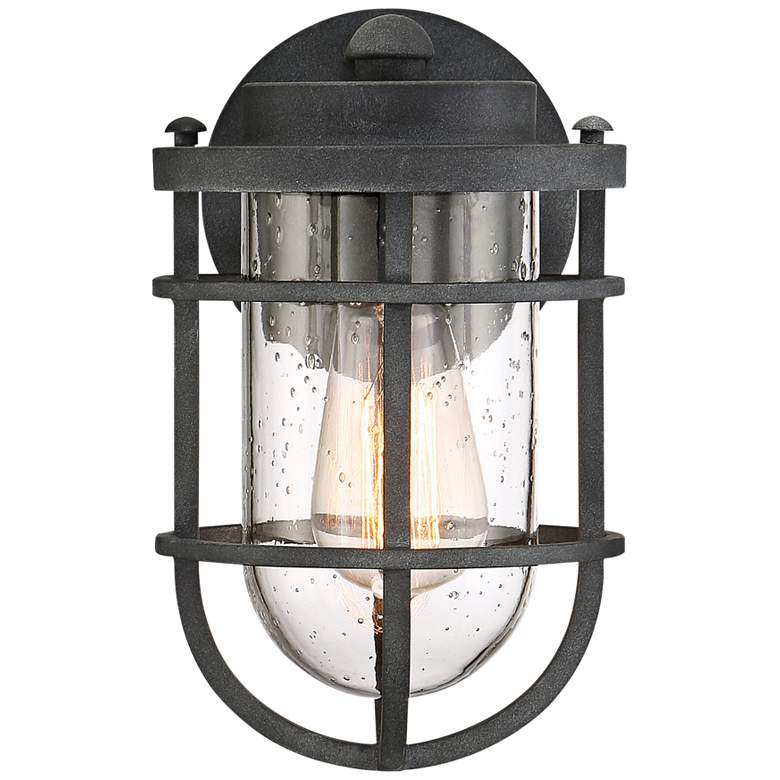 Image 1 Quoizel Boardwalk 9 3/4"H Mottled Black Outdoor Wall Light