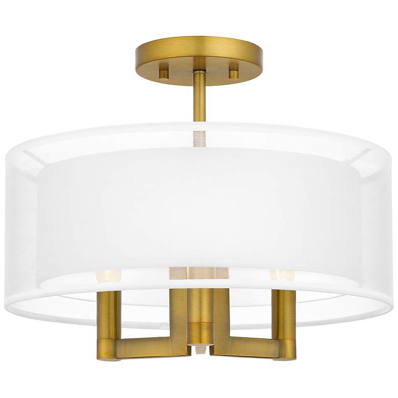 Image 3 Quoizel Bodnar 15" Wide Aged Brass Drum Ceiling Light
