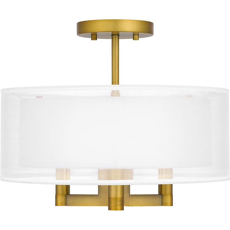 Image 5 Quoizel Bodnar 15" Wide Aged Brass Drum Ceiling Light more views