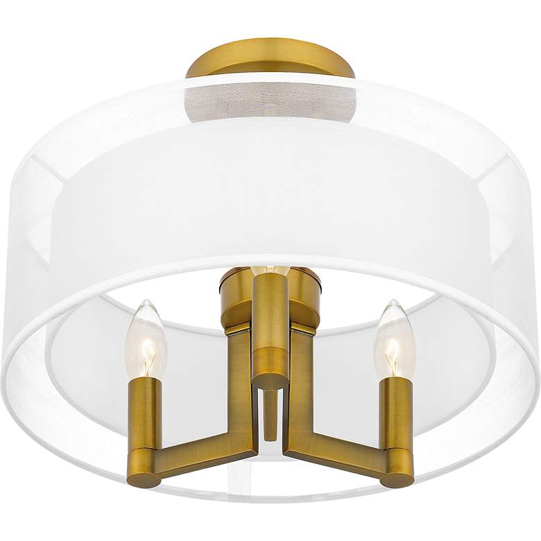 Image 6 Quoizel Bodnar 15" Wide Aged Brass Drum Ceiling Light more views