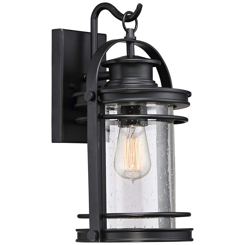 Image 1 Quoizel Booker 15" High Mystic Black Outdoor Wall Light