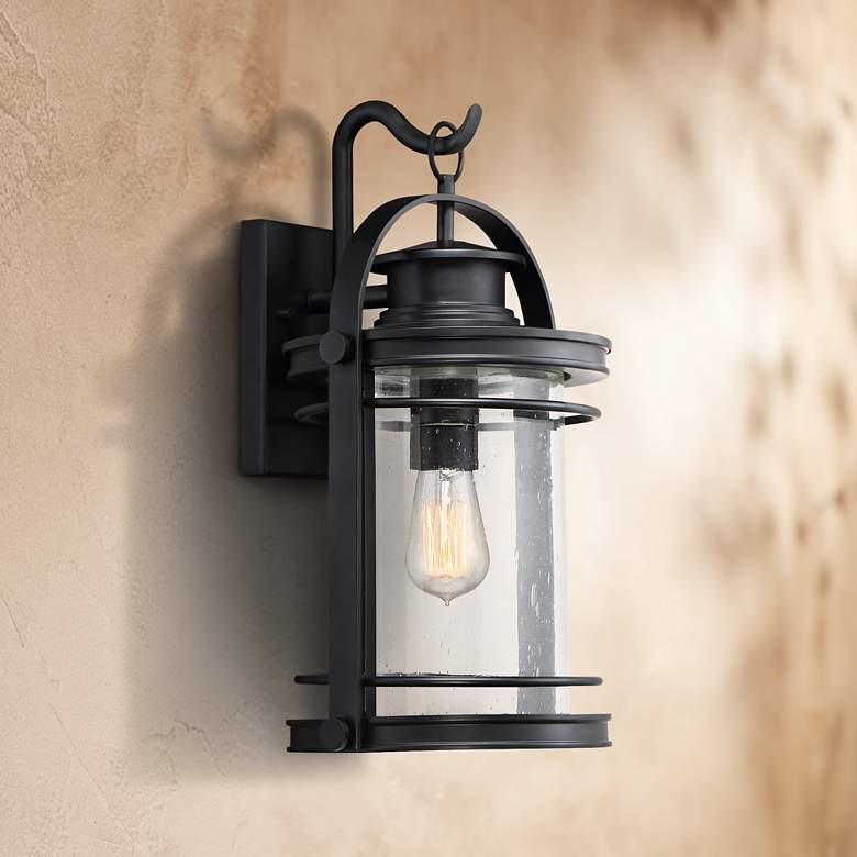 Image 1 Quoizel Booker 18 1/4 inch High Mystic Black Outdoor Wall Light