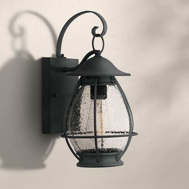 Image 1 Quoizel Boston 14" High Mottled Black Outdoor Wall Light