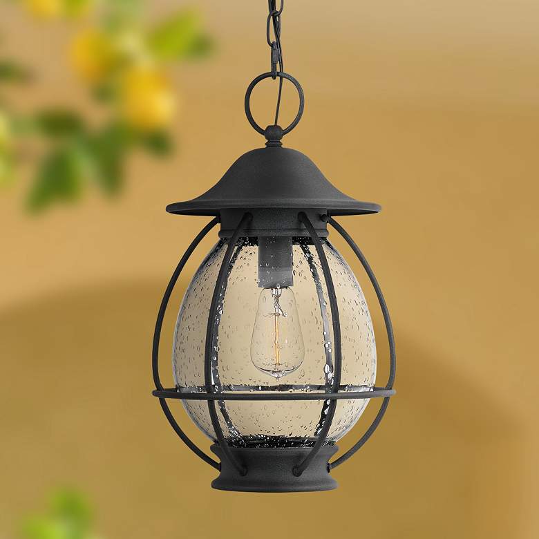 Image 1 Quoizel Boston 17 3/4 inchH Mottled Black Outdoor Hanging Light