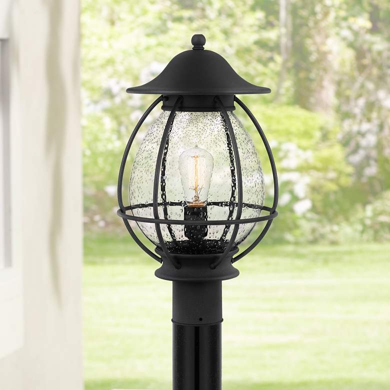 Image 1 Quoizel Boston 18 3/4 inch High Mottled Black and Glass Outdoor Post Light