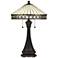 Quoizel Bowing Bronze and Art Glass Tiffany-Style Table Lamp