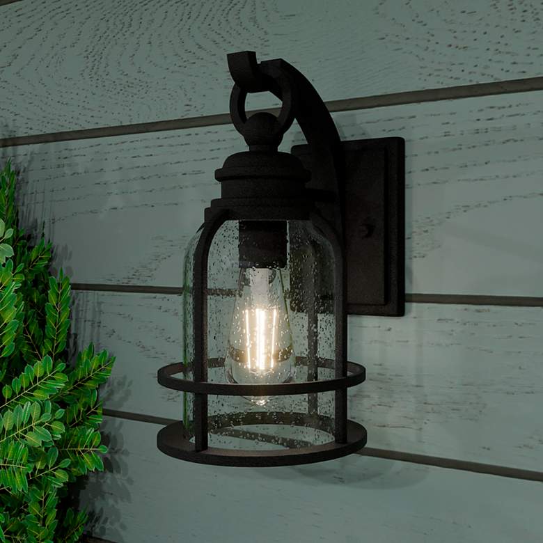 Image 1 Quoizel Bowles 12" High 1-Light Earth Black Outdoor Wall Lantern