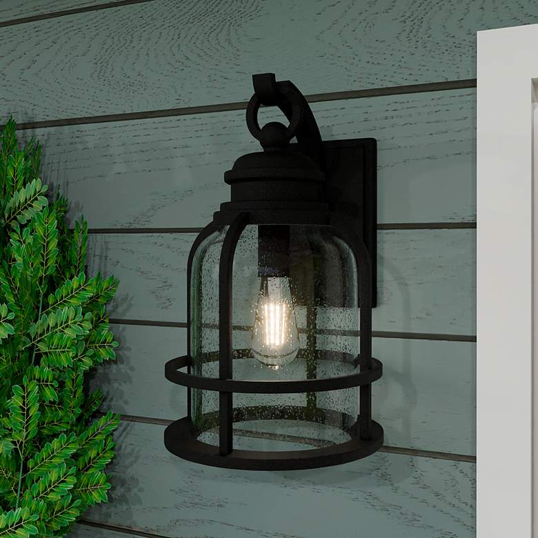 Image 1 Quoizel Bowles 14 1/2" High Earth Black Outdoor Wall Light