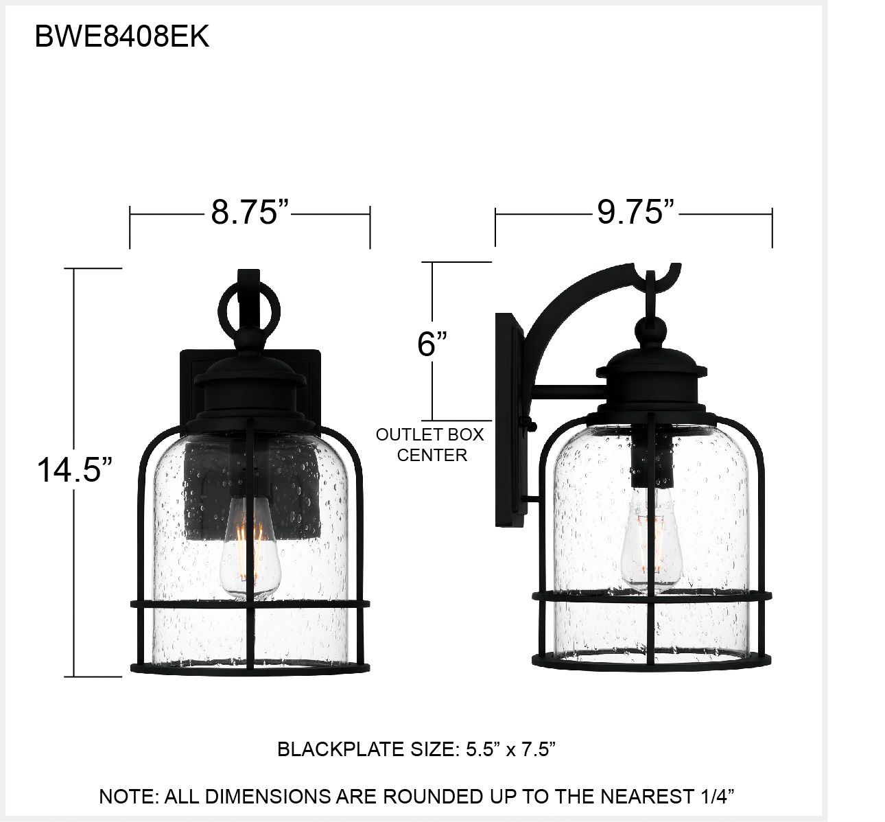 Quoizel Bowles 14 1/2" High Earth Black Outdoor Wall Light