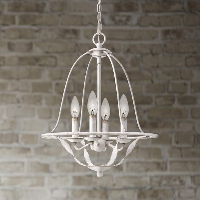 Image 1 Quoizel Bradbury 16"W Antique White 4-Lt Pendant Chandelier
