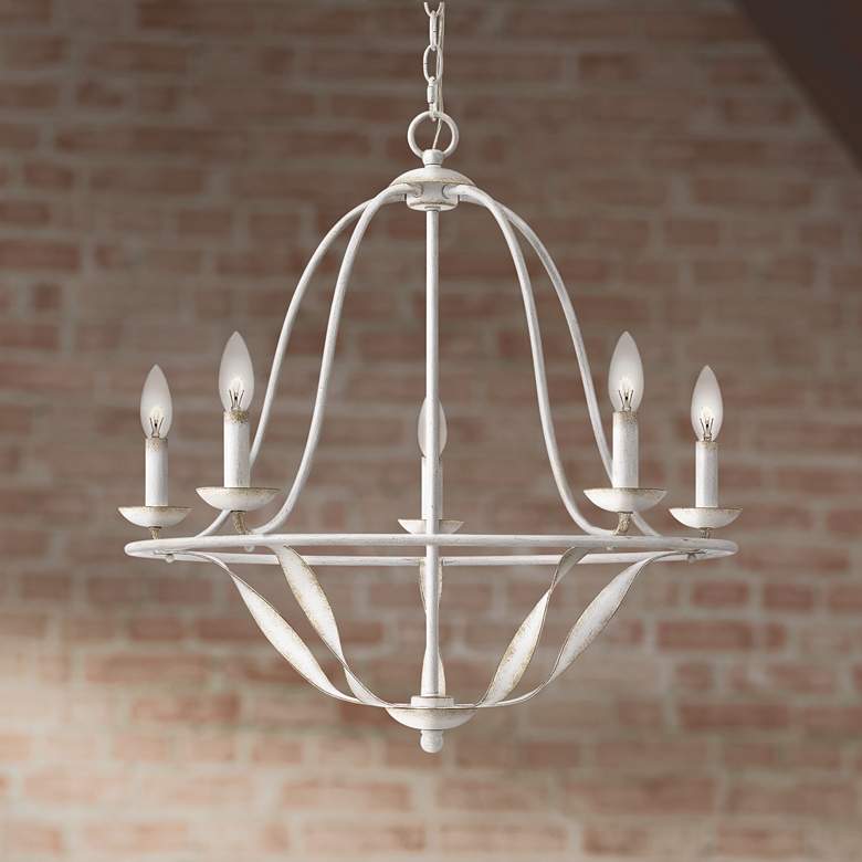Image 1 Quoizel Bradbury 25" Wide Antique White 5-Light Chandelier