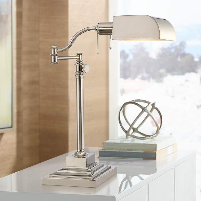 Image 1 Quoizel Bradford Polished Nickel Adjustable Desk Lamp