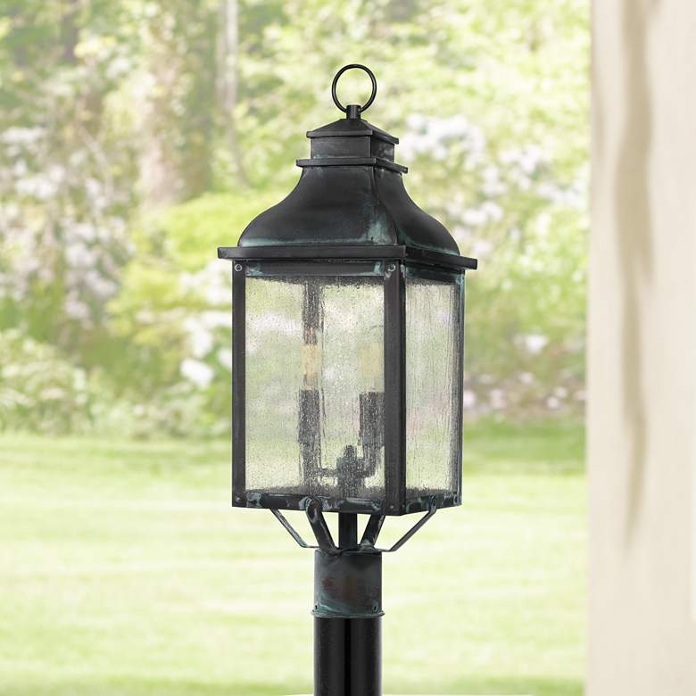 Image 1 Quoizel Branson 25 1/4 inch High Aged Verde Outdoor Post Light