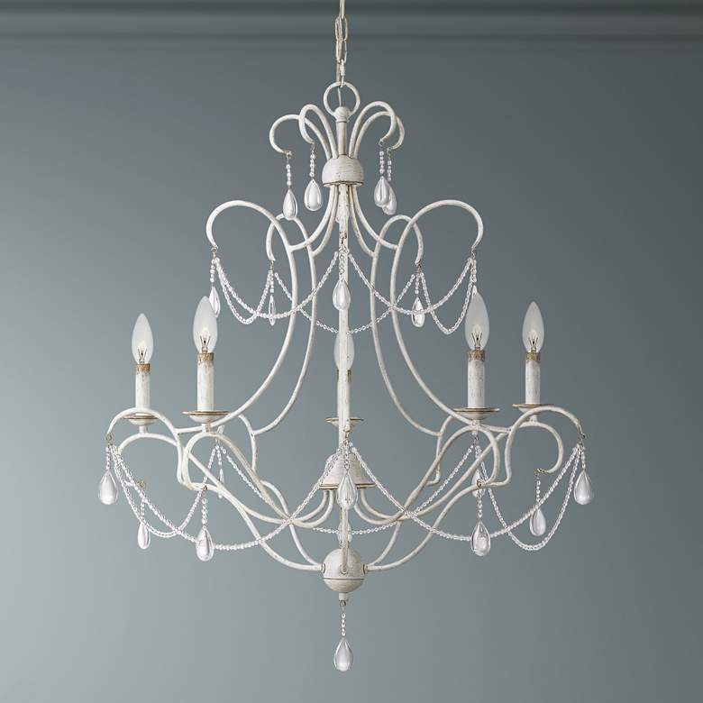 Image 1 Quoizel Bray 29 inch Wide Antique White 5-Light Chandelier