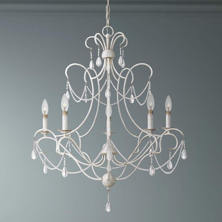 Image 1 Quoizel Bray 29" Wide Antique White 5-Light Chandelier