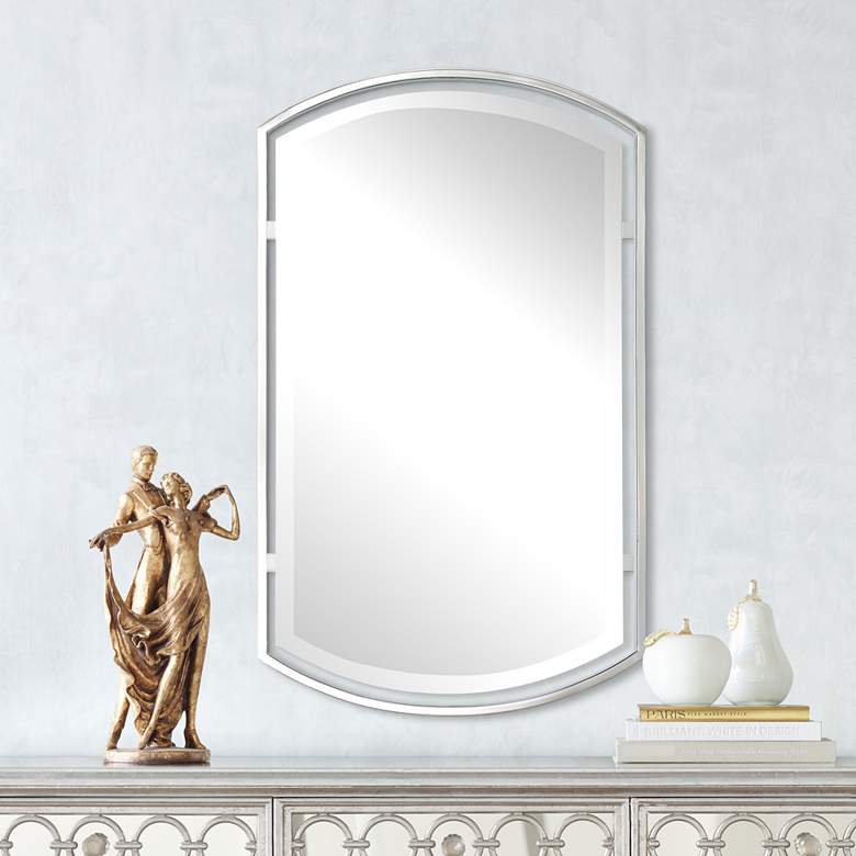 Image 1 Quoizel Breckenridge Brushed Nickel 21 inch x 35 inch Wall Mirror