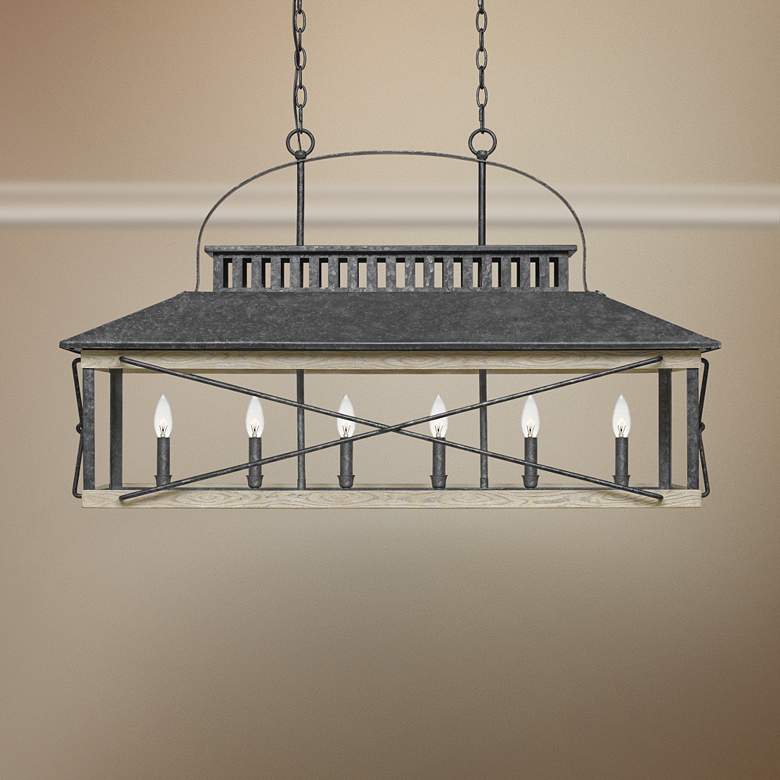 Image 1 Quoizel Brennan 42"W Old Black Kitchen Island Light Pendant