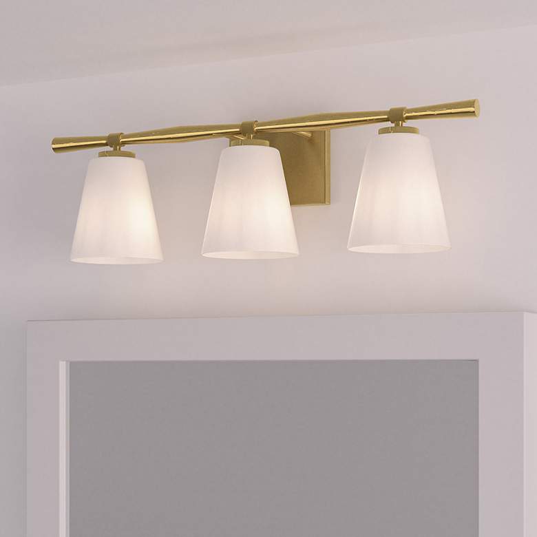 Image 1 Quoizel Brindley 23 1/2" Wide Aged Brass 3-Light Bath Light