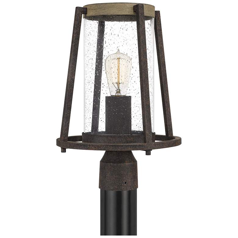 Image 1 Quoizel Brockton 15 1/4 inch High Rustic Black Outdoor Post Light