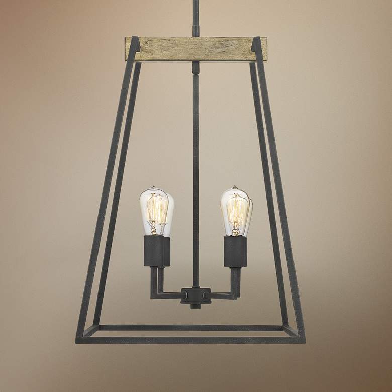 Image 1 Quoizel Brockton 17 inchW Gray Ash 4-Light Foyer Pendant Light