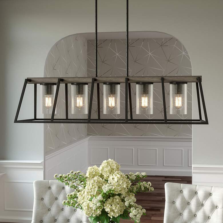 Image 2 Quoizel Brockton 42" Wide Gray Ash 5-Light Island Chandelier