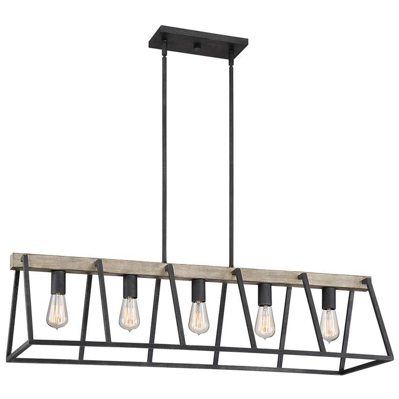Image 3 Quoizel Brockton 42"W Gray Ash 5-Light Island Chandelier