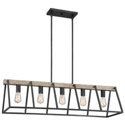 Quoizel Brockton 42"W Gray Ash 5-Light Island Chandelier