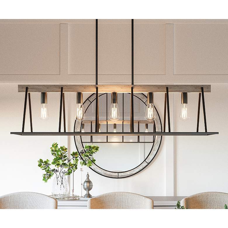 Image 2 Quoizel Brockton 42"W Gray Ash 5-Light Island Chandelier