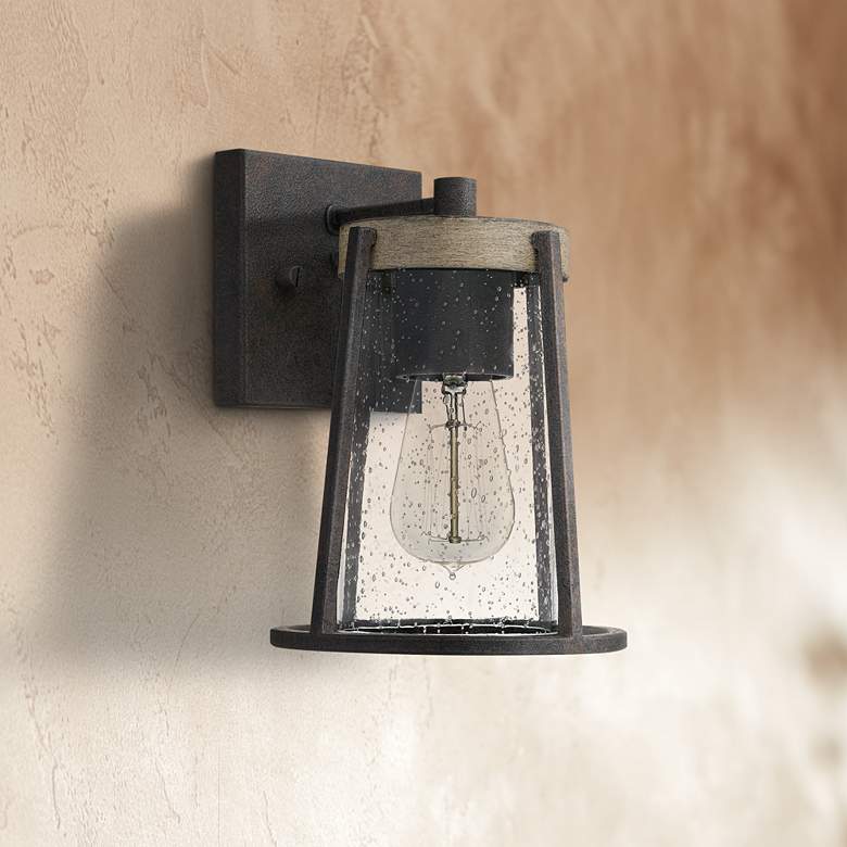 Image 1 Quoizel Brockton 9 1/4 inch High Rustic Black Outdoor Wall Light