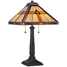 Image2 of Quoizel Bryant 23" High Bronze Tiffany-Style Architectural Table Lamp