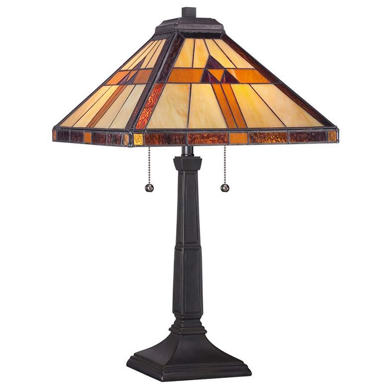 Image 2 Quoizel Bryant 23 inch High Bronze Tiffany-Style Architectural Table Lamp