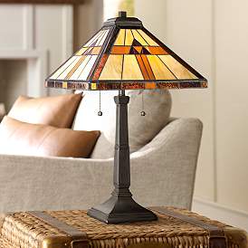 Image1 of Quoizel Bryant 23" High Bronze Tiffany-Style Architectural Table Lamp