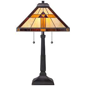 Image3 of Quoizel Bryant 23" High Bronze Tiffany-Style Architectural Table Lamp more views