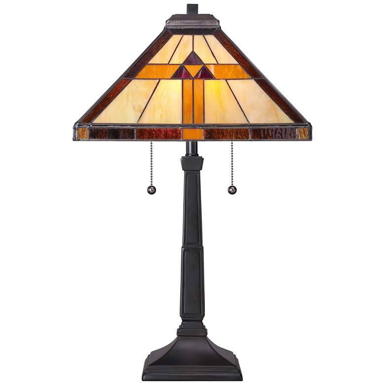 Image 3 Quoizel Bryant 23 inch High Bronze Tiffany-Style Architectural Table Lamp more views
